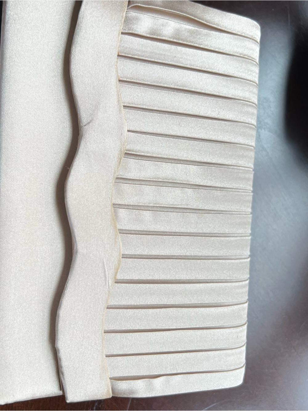 Champagne Pleated Satin Clutch